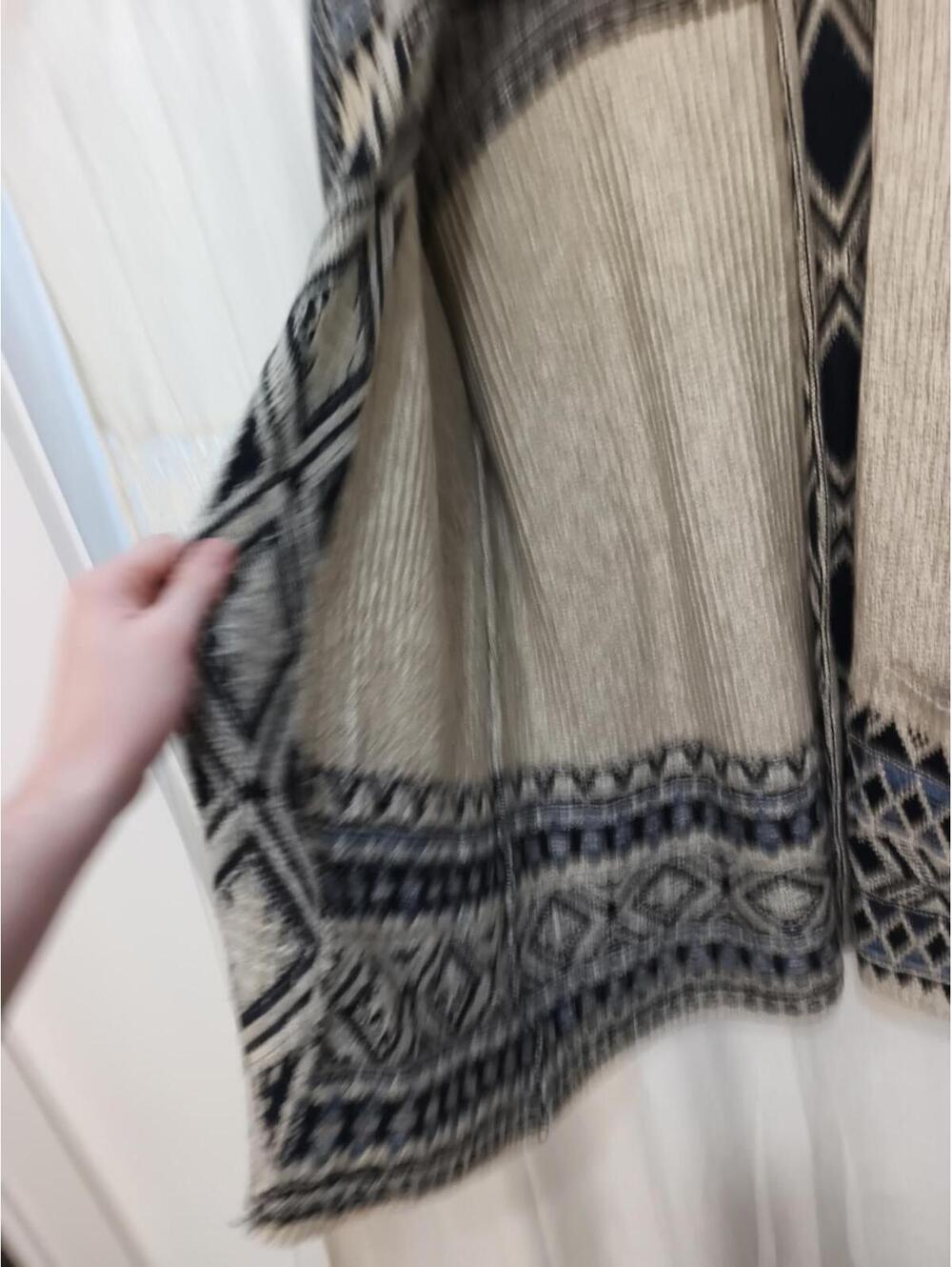 Lucky Brand Womens Boho Aztec Sz 2XL Beige Knit Cardigan Sweater Pockets - Picture 5 of 9